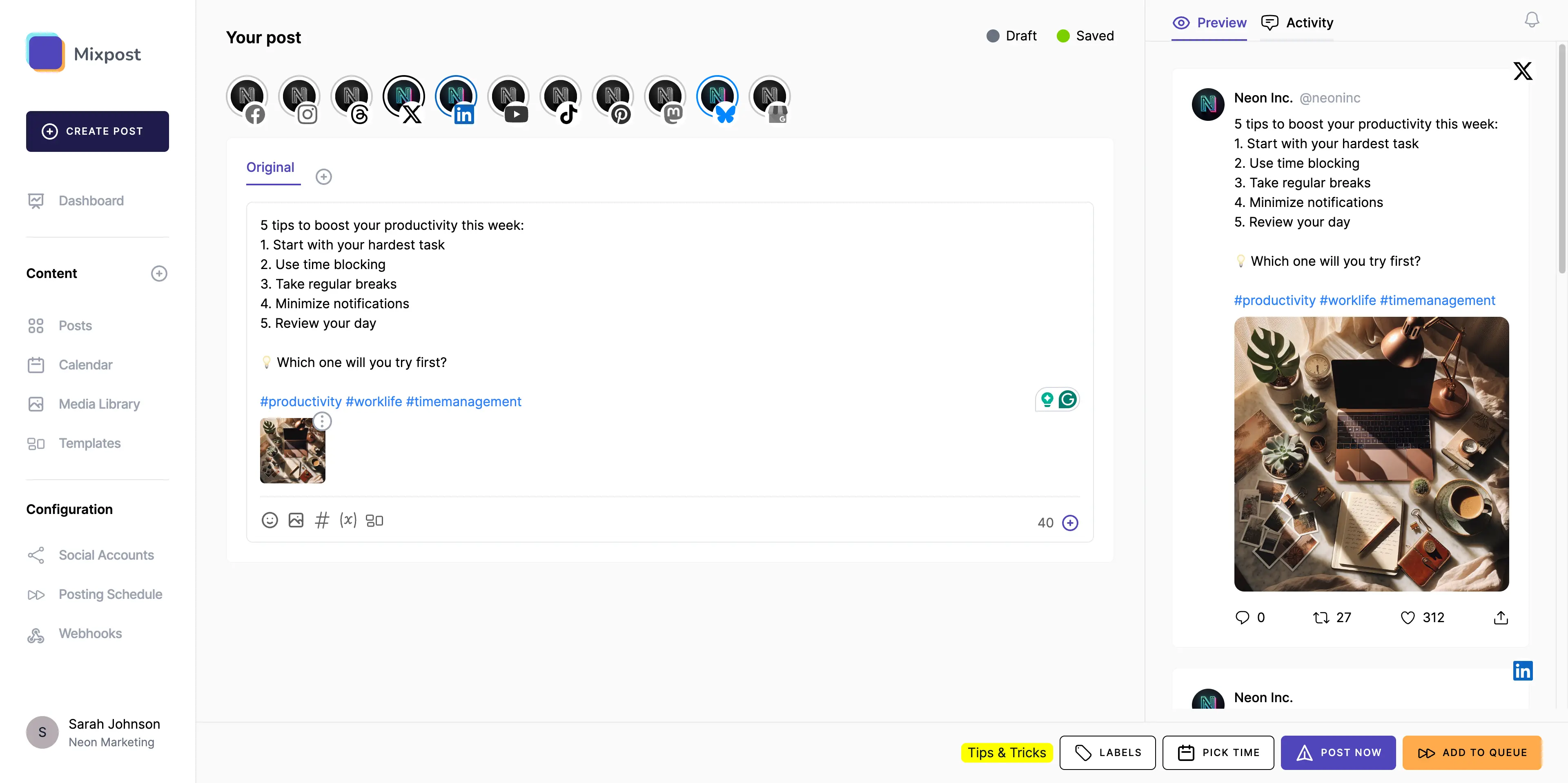 Mixpost Dashboard presentation